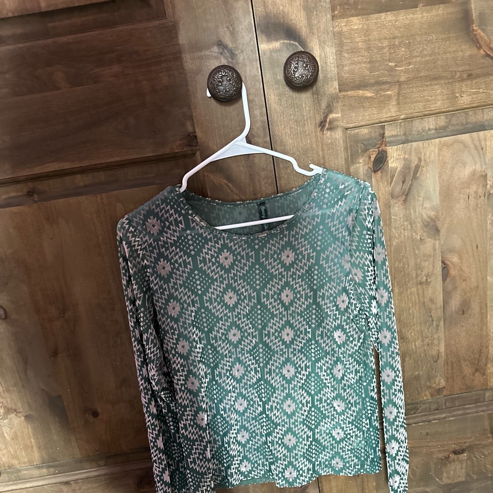 Green Patterned Women's Top